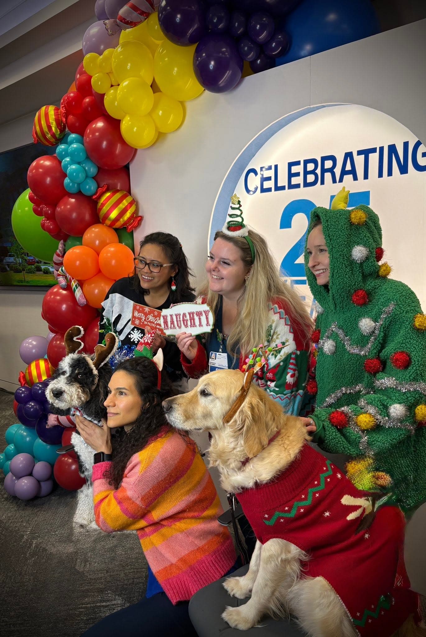 Angel Paws therapy dogs at a holiday community event