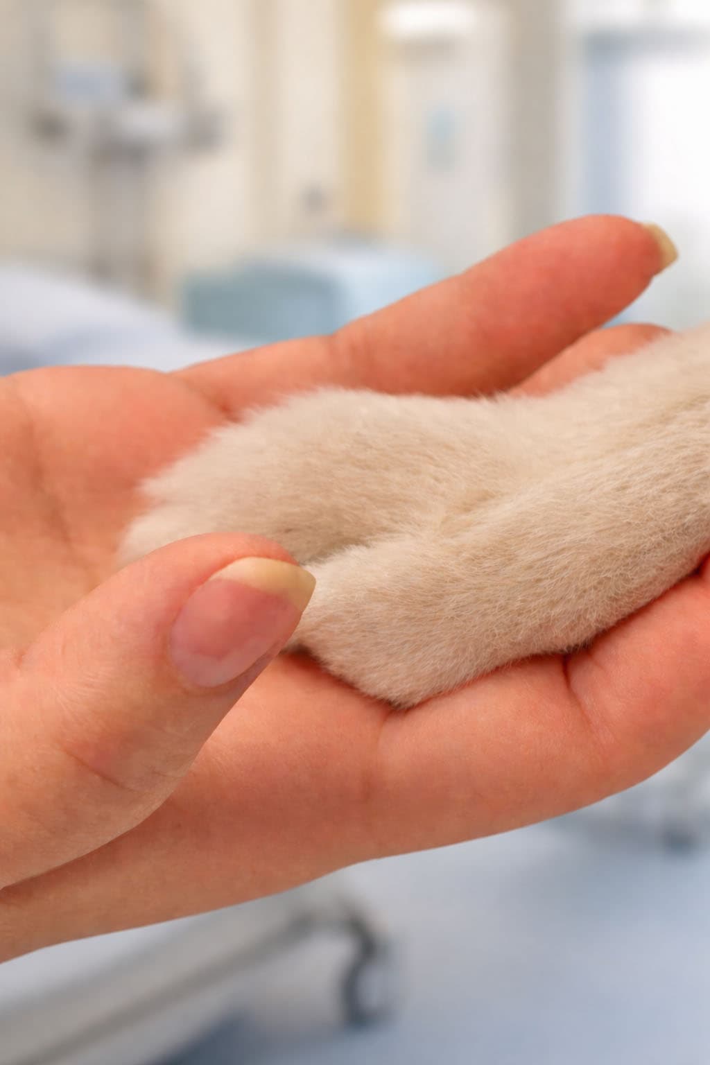 A child holds Sam’s paw—Angel Paws therapy dog (gave me your paw)