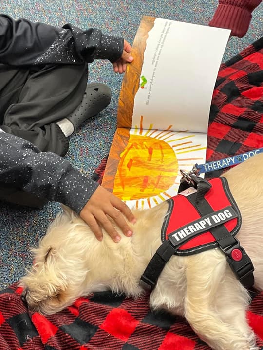 AJ during a schools and literacy visit