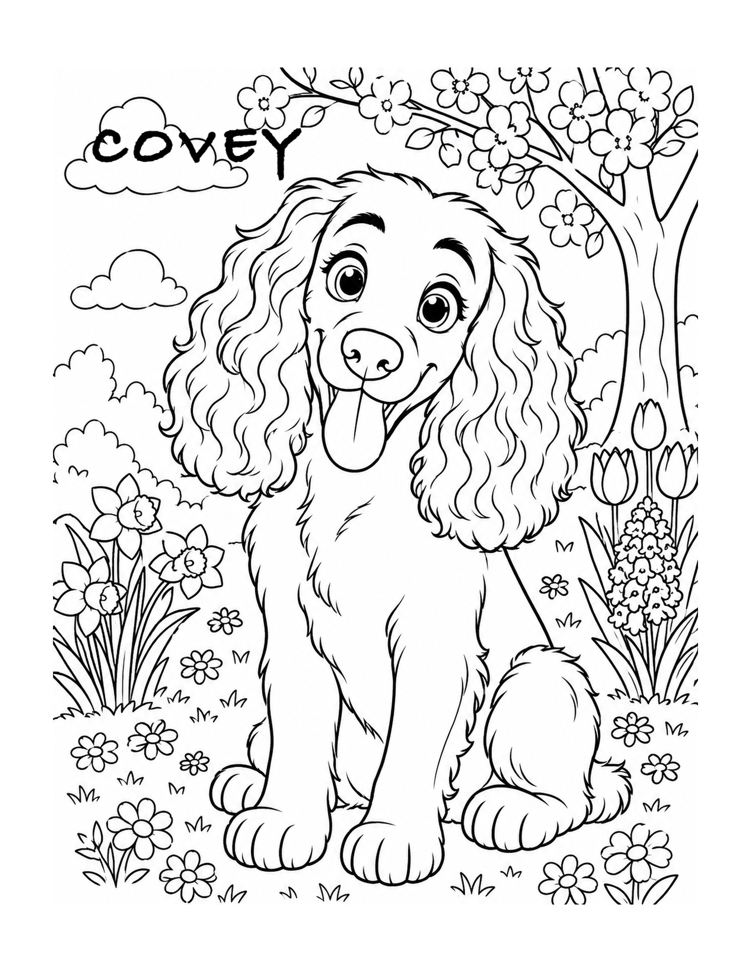 Covey the therapy dog — printable coloring page