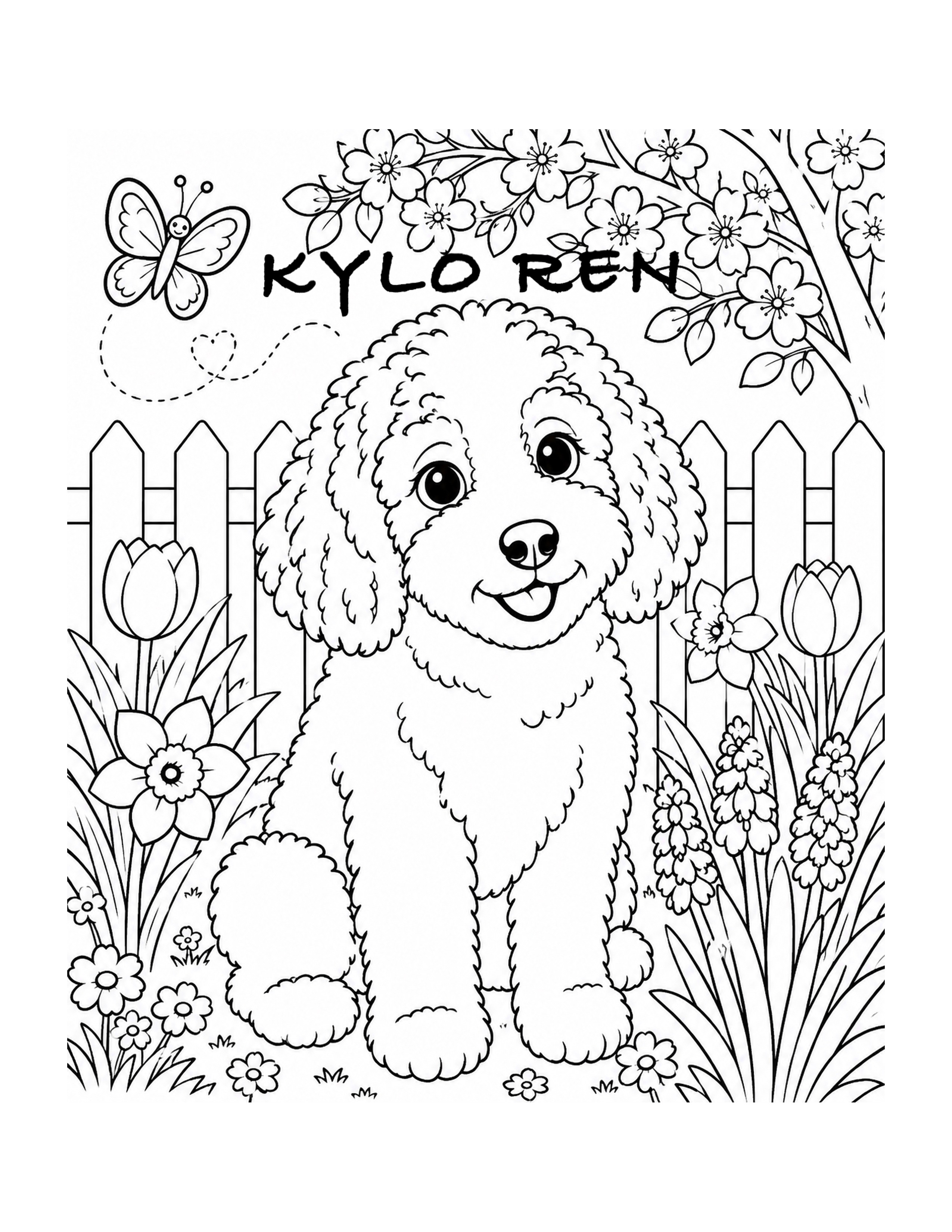 Kylo-Ren the therapy dog — printable coloring page